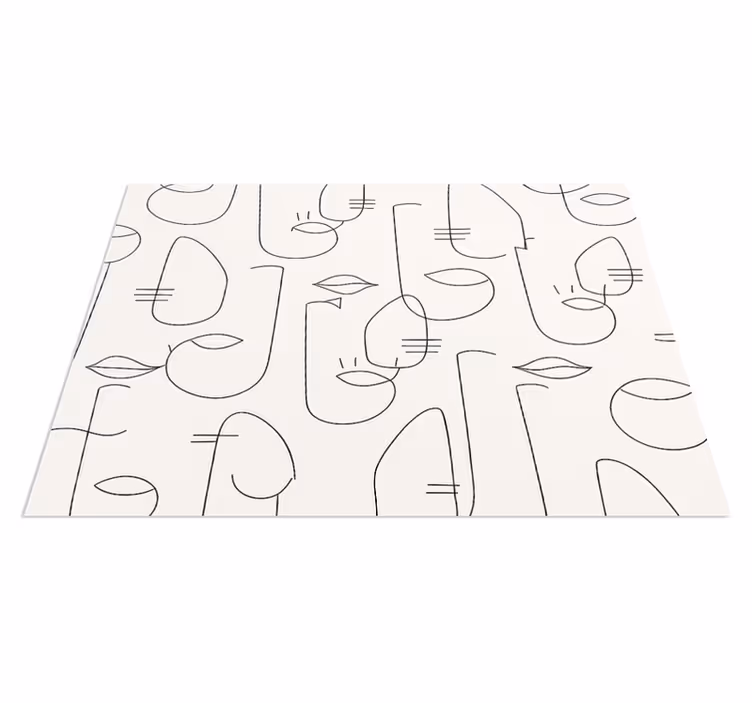 Vinyl vloerkleed keuken abstracte gezichten delen - TenStickers