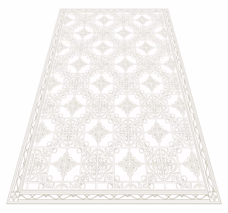 Vinyl tapijt woonkamer beige ornate vloermat - TenStickers
