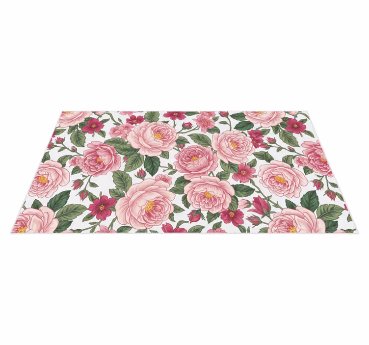 Vinyl tapijt woonkamer mooie roze bloemen - TenStickers