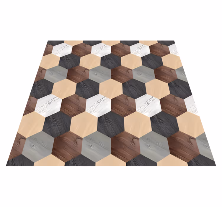 Vinyl vloerkleed keuken gemengde houten hexagons - TenStickers