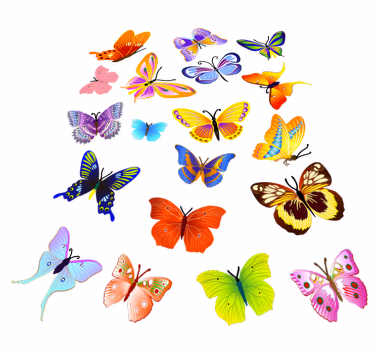 Dieren vinyl tapijt met multikleurige vliegende vlinders - TenStickers