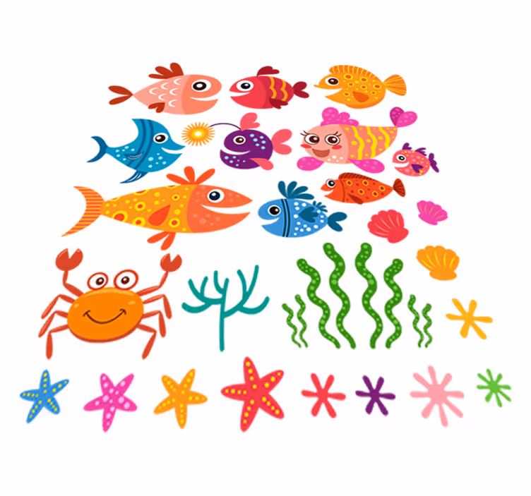 Dieren vinyl tapijt vissen voor kinderen - TenStickers