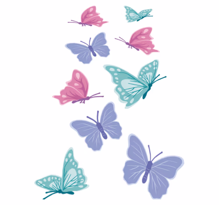 Dieren vinyl tapijt met pastel kleurige vlinders - TenStickers