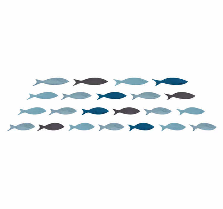 Dieren vinyl tapijt blauwe vissen silhouetten - TenStickers