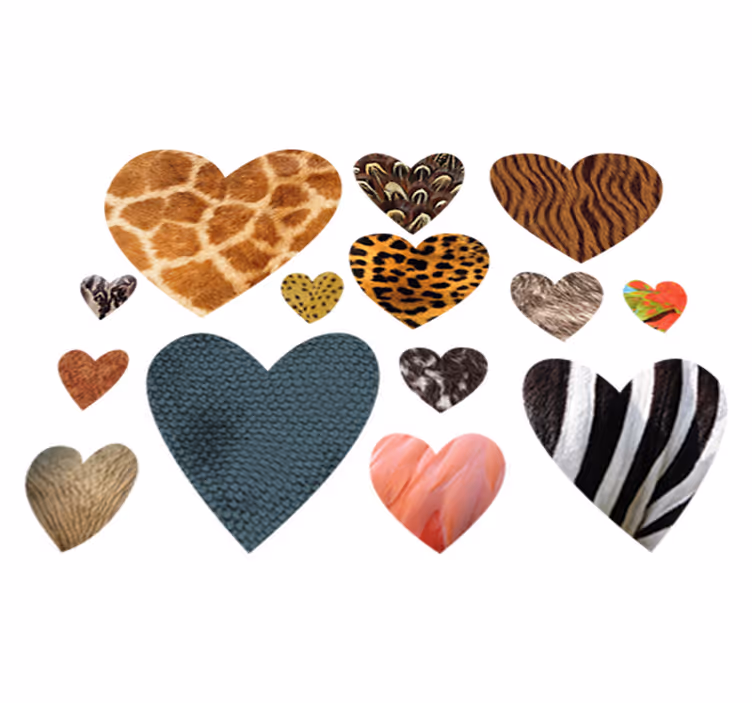 Dieren vinyl tapijt met hartjes dierenprint - TenStickers