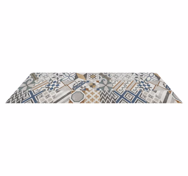 Vinyl vloerkleed keuken eclectisch geometrisch patchwork - TenStickers