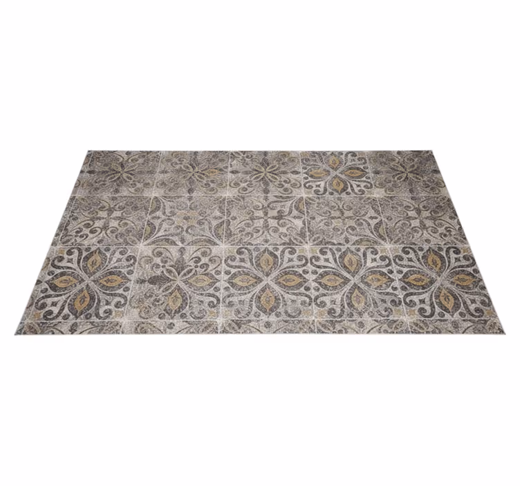 Vinyl vloerkleed keuken sierlijk antraciet arabesque - TenStickers