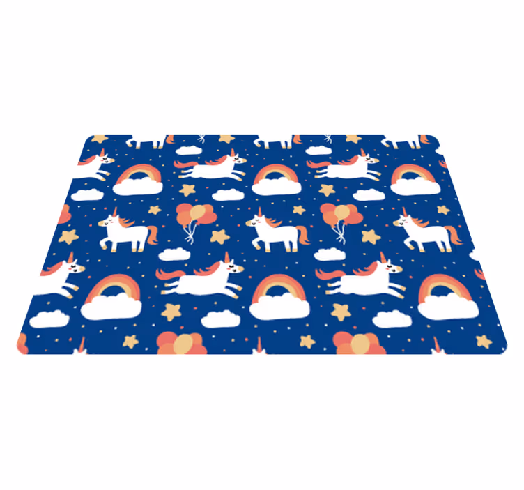 Dieren vinyl tapijt witte eenhoorns voor kinderen - TenStickers