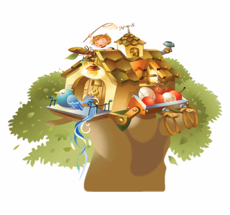 Dieren vinyl tapijt huisboom - TenStickers