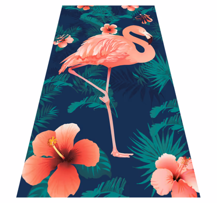Dieren vinyl tapijt tropische roze flamingo's - TenStickers