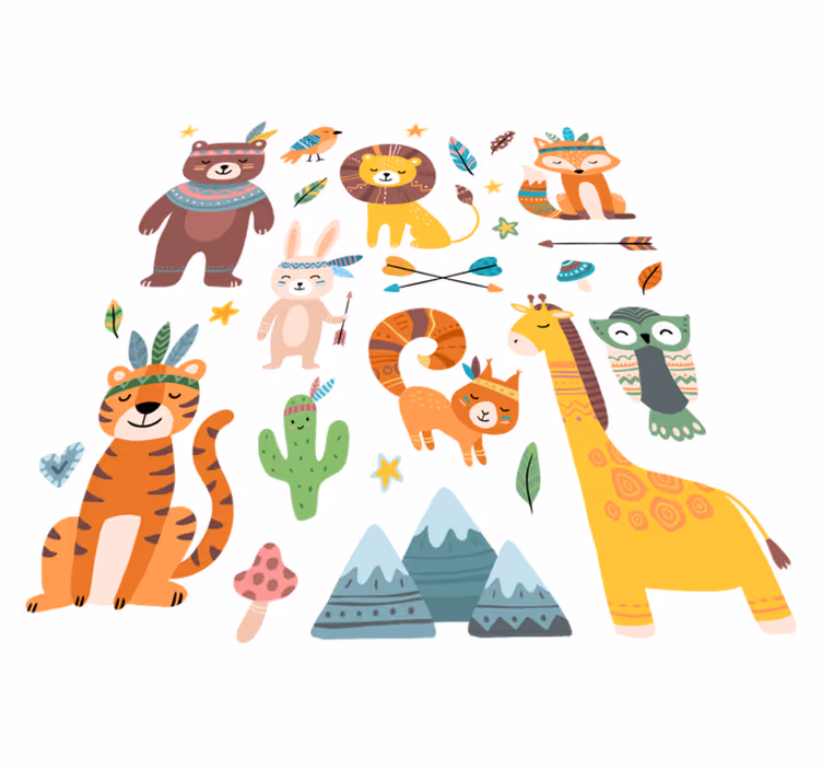 Dieren vinyl tapijt baby wilde dieren - TenStickers