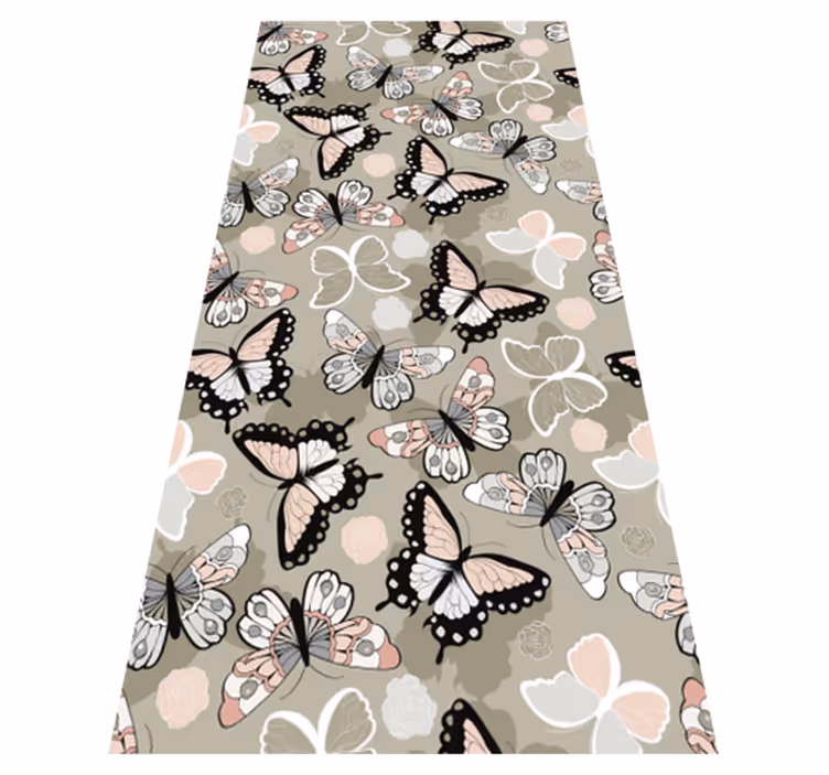 Dieren vinyl tapijt met beige vliegende vlinders - TenStickers