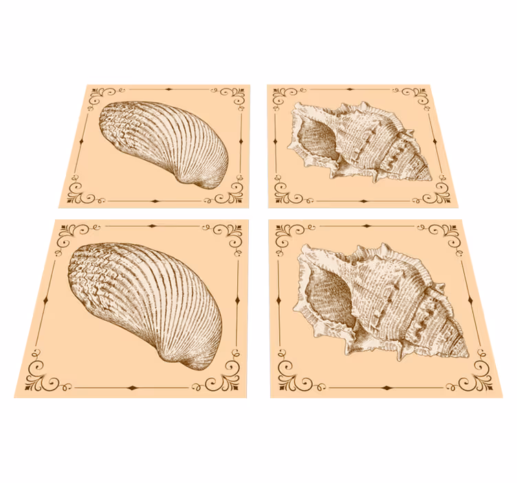 Dieren vinyl tapijt vintage schelpen - TenStickers