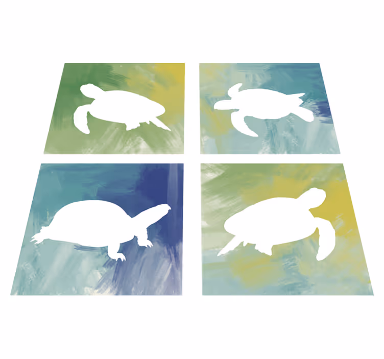 Dieren vinyl tapijt kleurrijke schildpadtegels - TenStickers