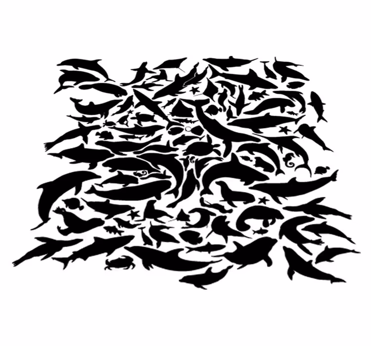 Dieren vinyl tapijt marine zwarte dieren - TenStickers