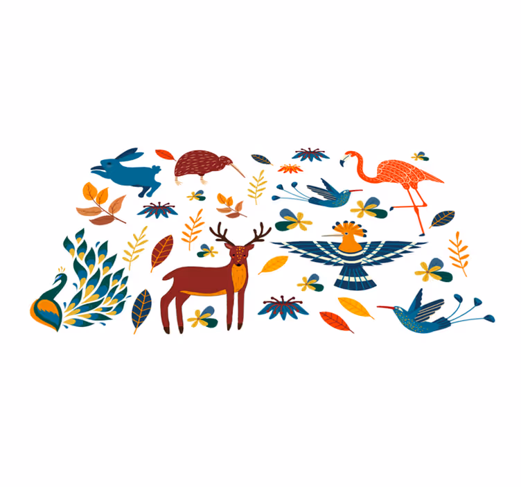 Dieren vinyl tapijt tengango stijl dieren planten - TenStickers