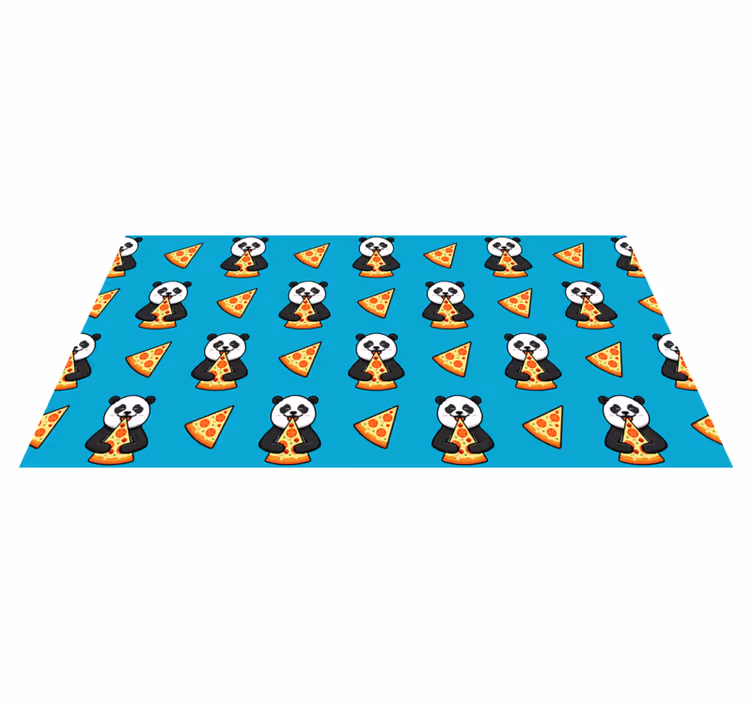 Dieren vinyl tapijt panda die pizza eet - TenStickers