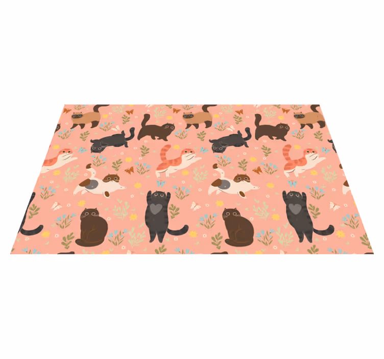 Dieren vinyl tapijt katten naadloos patroon - TenStickers