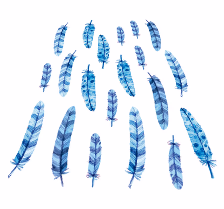 Dieren vinyl tapijt blauwe veren voor kinderen - TenStickers
