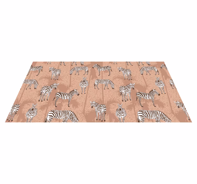 Dieren vinyl tapijt zebra en palmen bruin - TenStickers