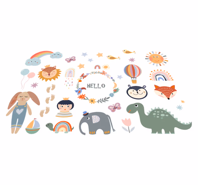 Dieren vinyl tapijt kids element bloemen - TenStickers