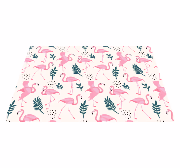 Dieren vinyl tapijt met flamingo patroon en bladeren - TenStickers