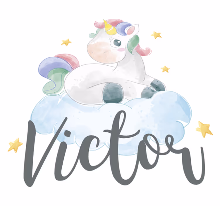Dieren vinyl tapijt aquarel eenhoorn met wolken - TenStickers