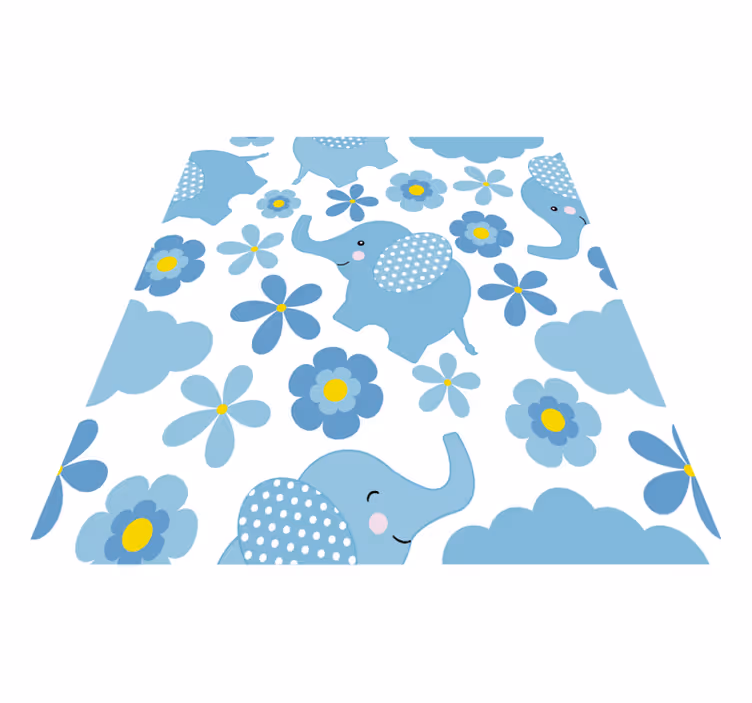 Dieren vinyl tapijt blauwe babyolifanten - TenStickers