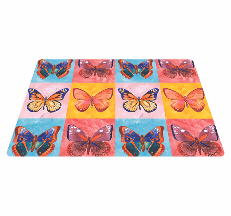 Dieren vinyl tapijt met kleurrijke vlinders - TenStickers