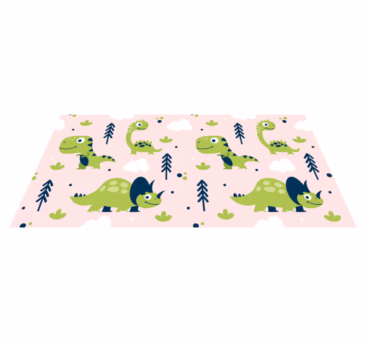 Dieren vinyl tapijt kleine groene dinosaurussen - TenStickers