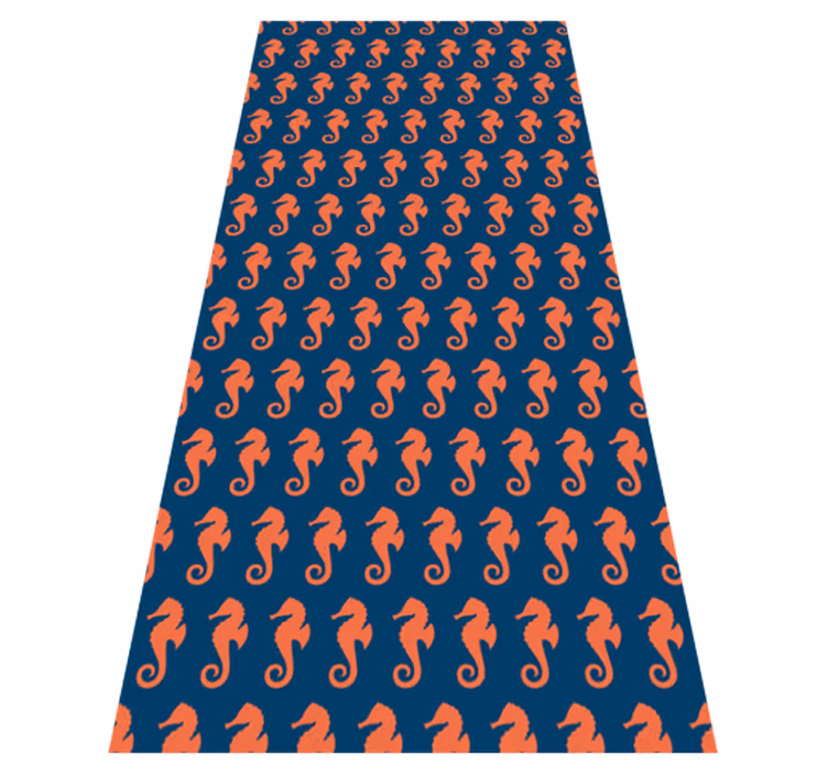 Dieren vinyl tapijt oranje zeepaard patroon - TenStickers