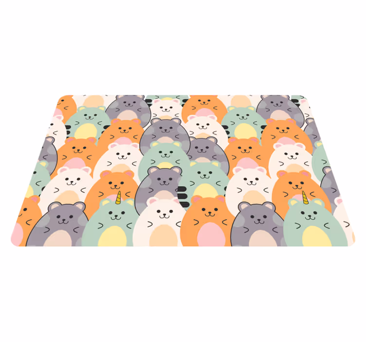 Dieren vinyl tapijt met kleurrijke hamsters eten - TenStickers