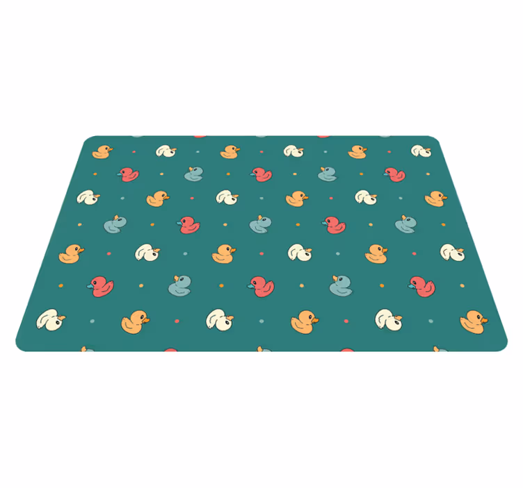 Dieren vinyl tapijt met multicolor rubberen eendjes - TenStickers