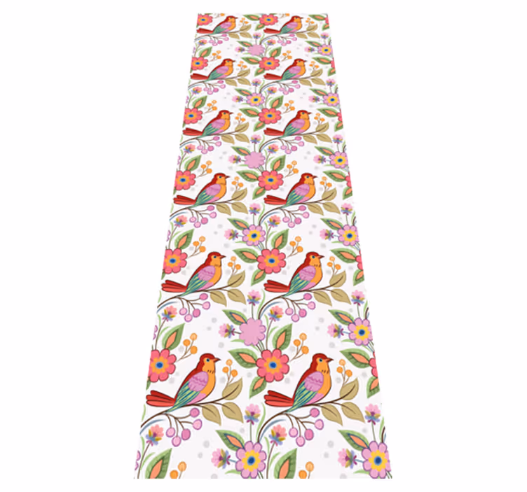 Dieren vinyl tapijt met rode en oranje vogels - TenStickers