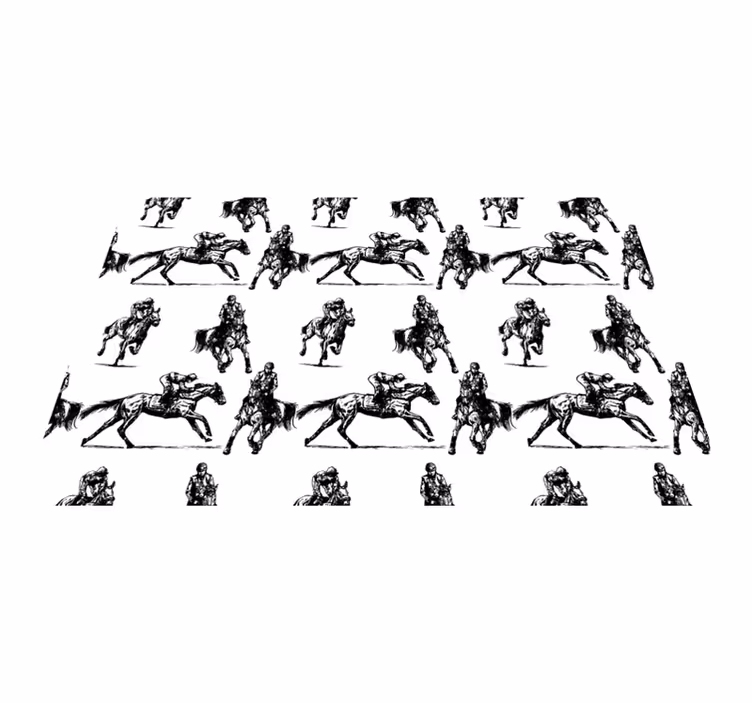 Dieren vinyl tapijt zwart-wit paardenpatroon - TenStickers