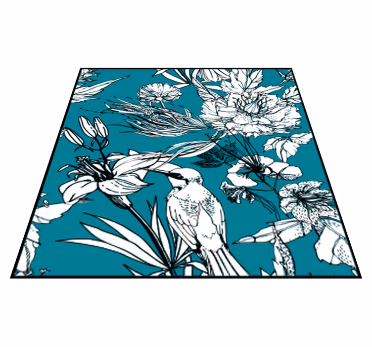 Dieren vinyl tapijt elegant patroon van witte vogels - TenStickers
