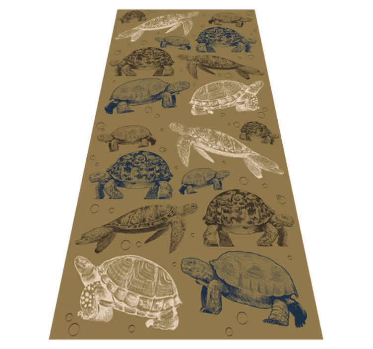 Dieren vinyl tapijt met beige achtergrond schildpadden - TenStickers