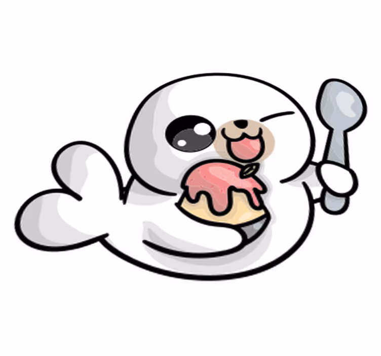Dieren vinyl tapijt anime baby zeehond - TenStickers