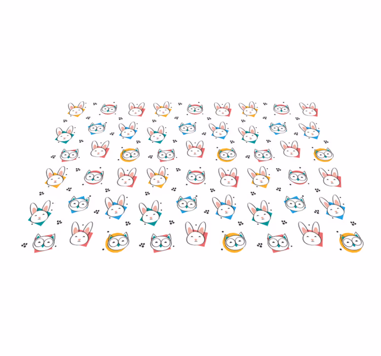 Dieren vinyl tapijt uil konijn patroon - TenStickers