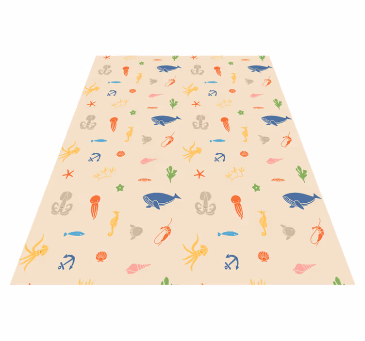 Dieren vinyl tapijt met zeedieren patroon - TenStickers