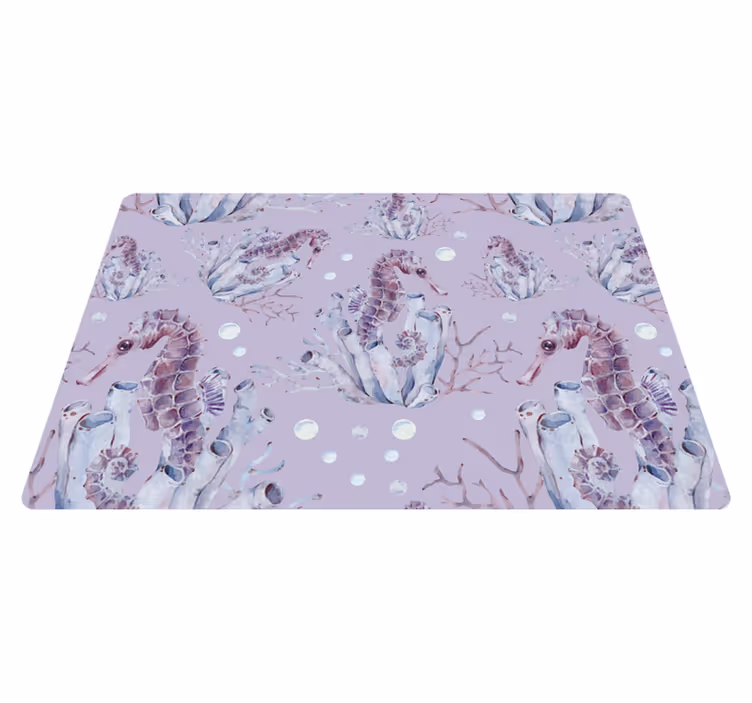 Dieren vinyl tapijt watercolor zeepaardje - TenStickers