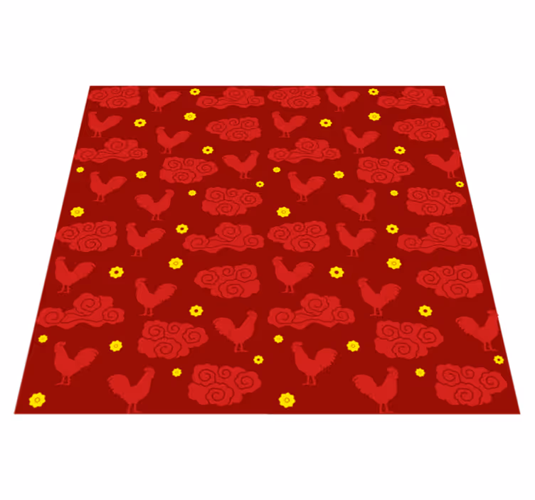 Dieren vinyl tapijt kippenpatroon chinese stijl - TenStickers