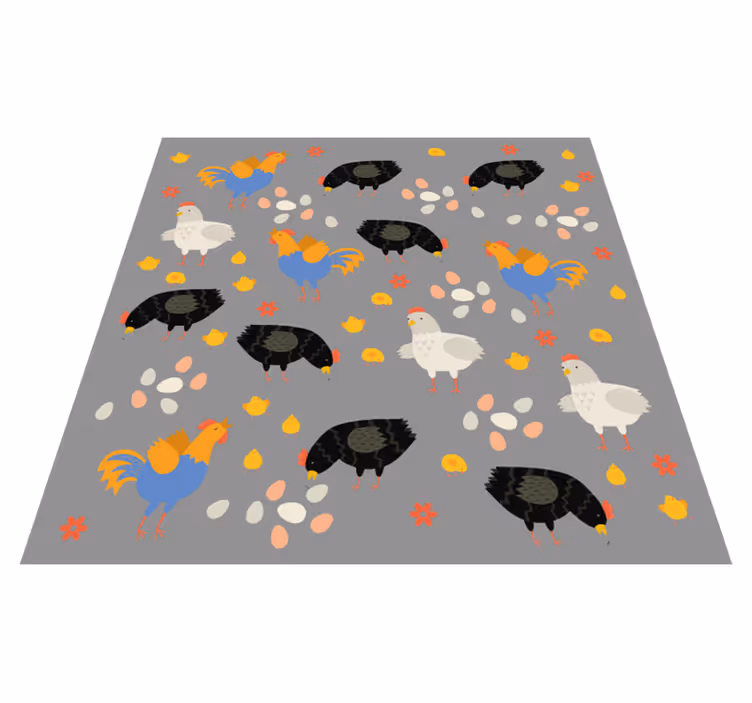 Dieren vinyl tapijt kippen in het hok patroon - TenStickers