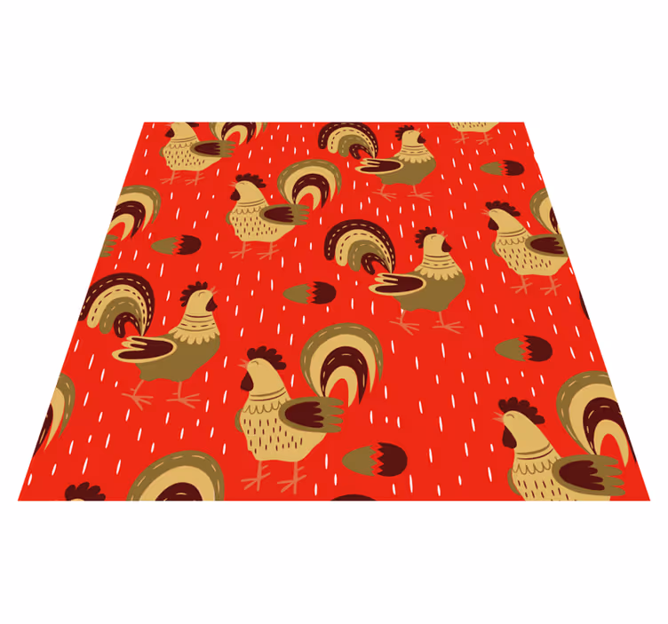 Dieren vinyl tapijt met chinees roestertpatroon - TenStickers