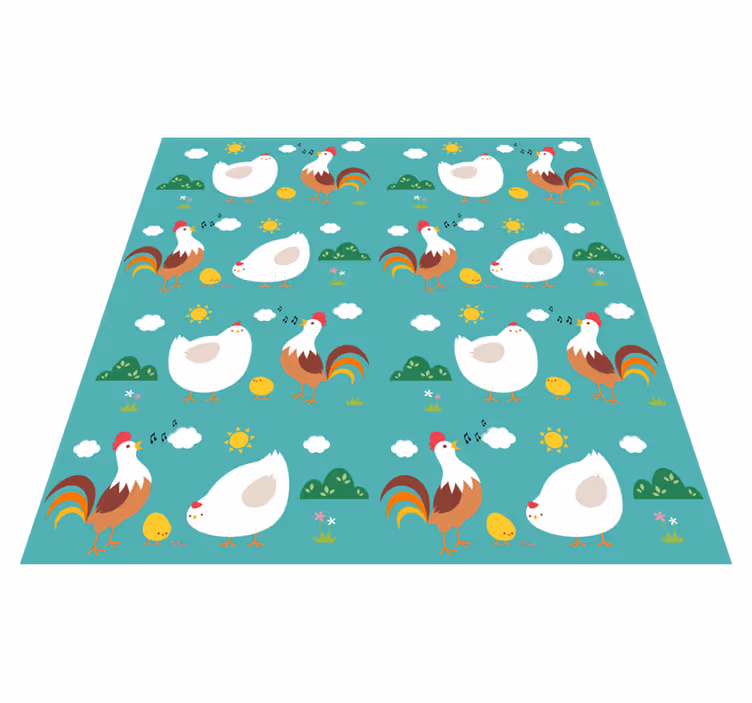 Dieren vinyl tapijt met zingende haan patroon - TenStickers