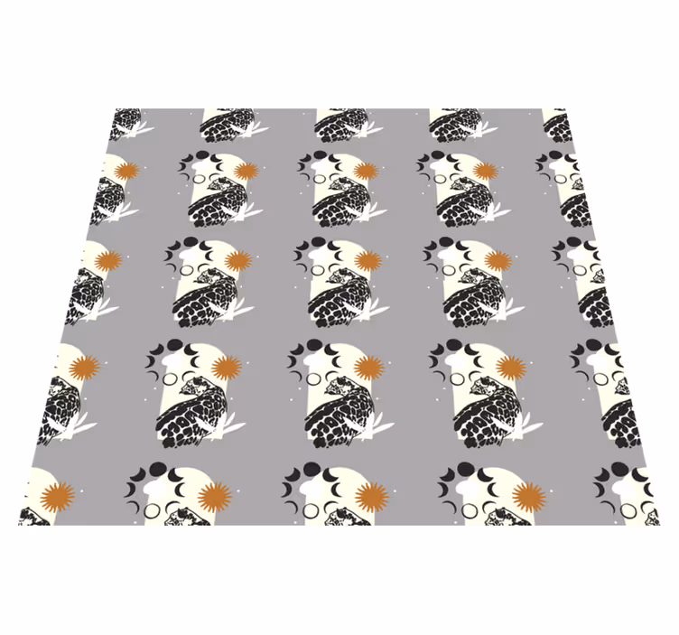 Dieren vinyl tapijt zwart luipaard onder maanpatroon - TenStickers