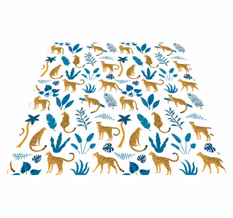 Dieren vinyl tapijt botanisch en luipaarden - TenStickers