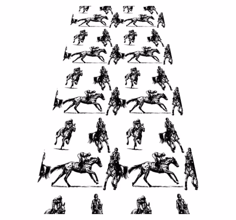 Dieren vinyl tapijt zwart-wit paardenpatroon - TenStickers