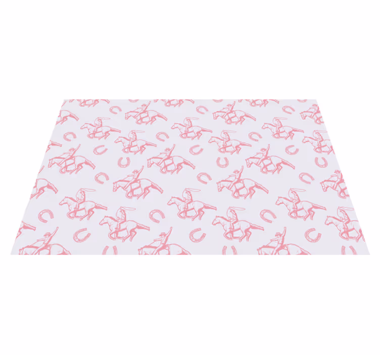 Dieren vinyl tapijt roze cowboypaardenpatroon - TenStickers