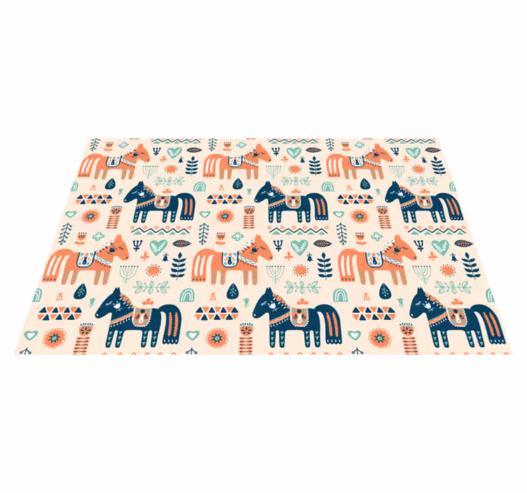 Dieren vinyl tapijt nordic bladeren op beige achtergrond - TenStickers